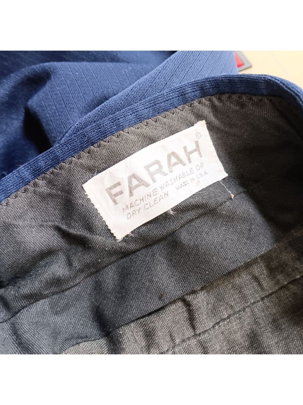 True Vintage Men's Polyester Pants 29x30 Farah Blue 1970's  BOotcut Hippy